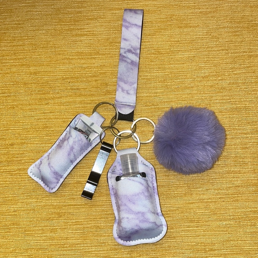 Marble Pom Pom Keychain